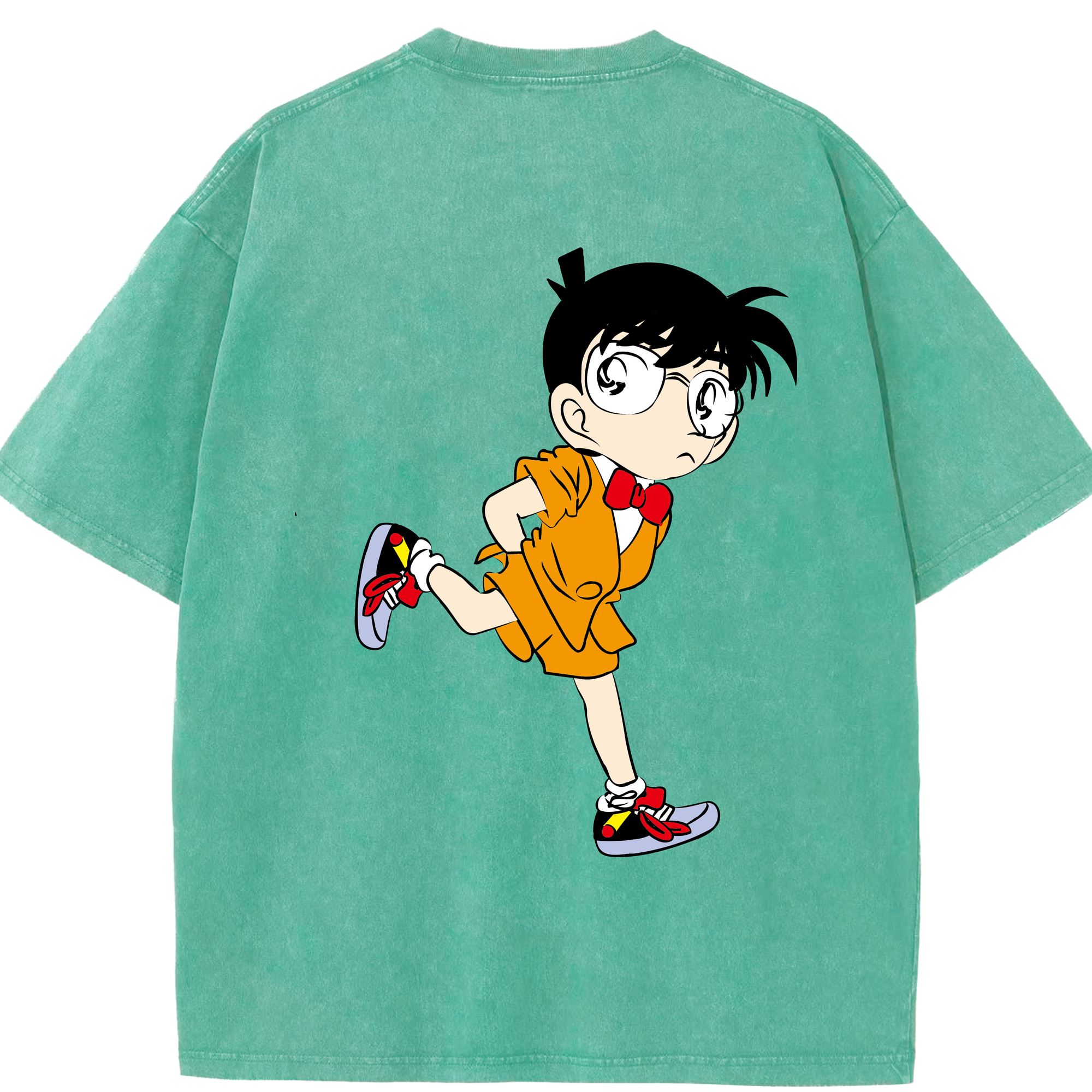 （画像用） 名探偵コナン 江戸川 コナン Detective Conan Conan Edogawa 綿100% ヴィンテージ風 半袖Tシャツ（背面プリント）